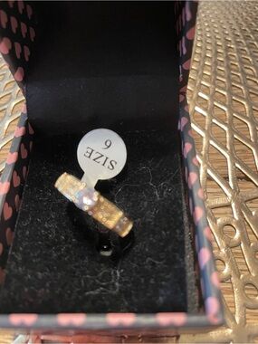 Gold Rhinestone Women's Ring - Size 6